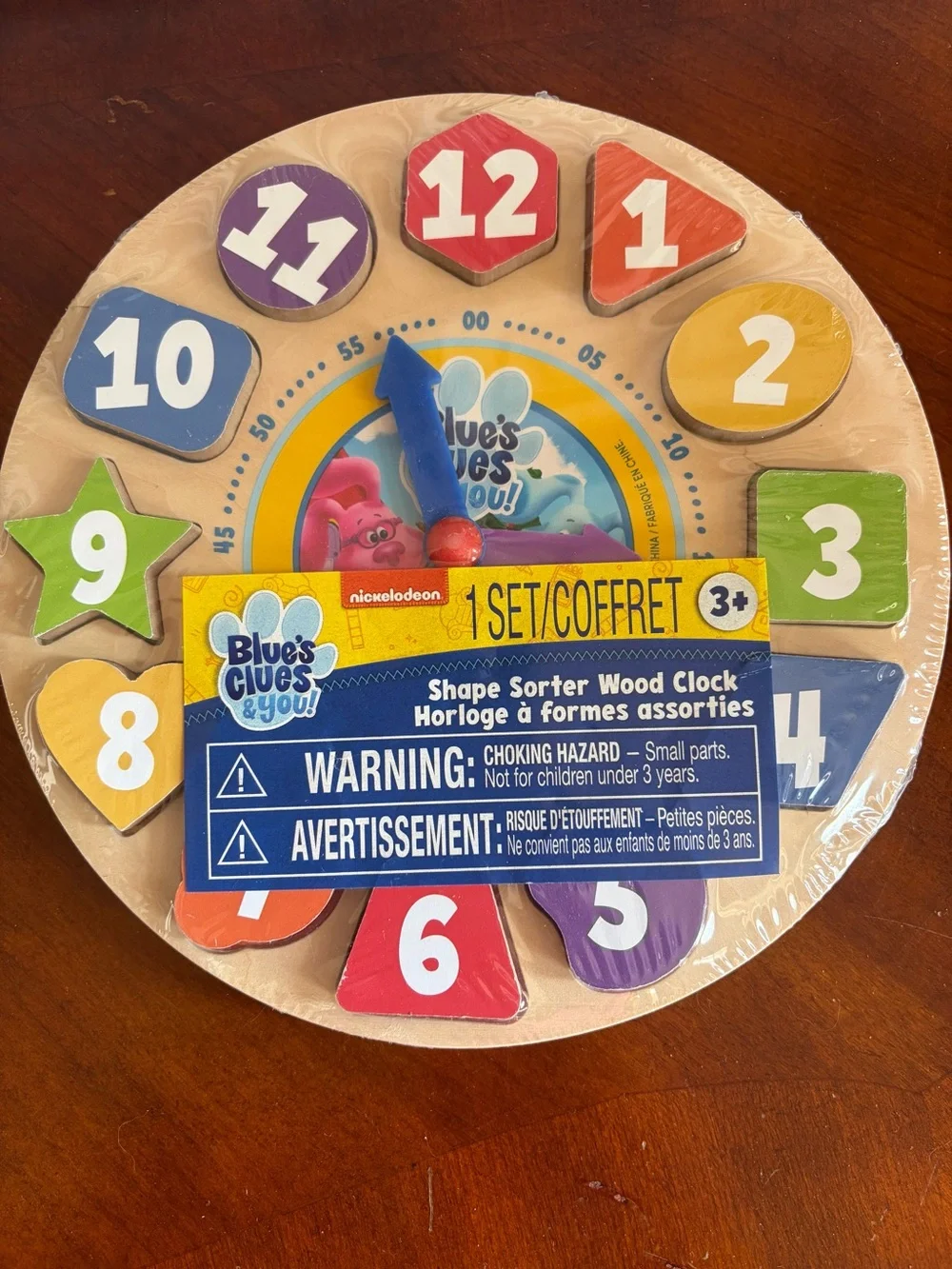 Blue’s Clues Kids Wooden Shape Sorter Clock - Multicolor